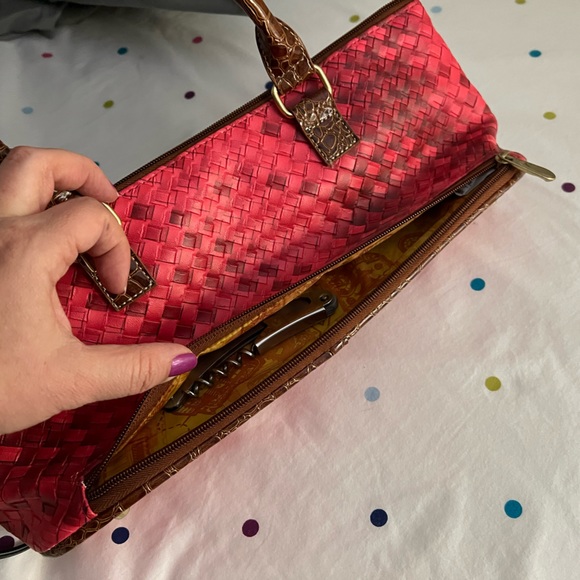 Samantha Brown Insulated Wine Purse Bag Red Weave Design - Picture 2 of 4